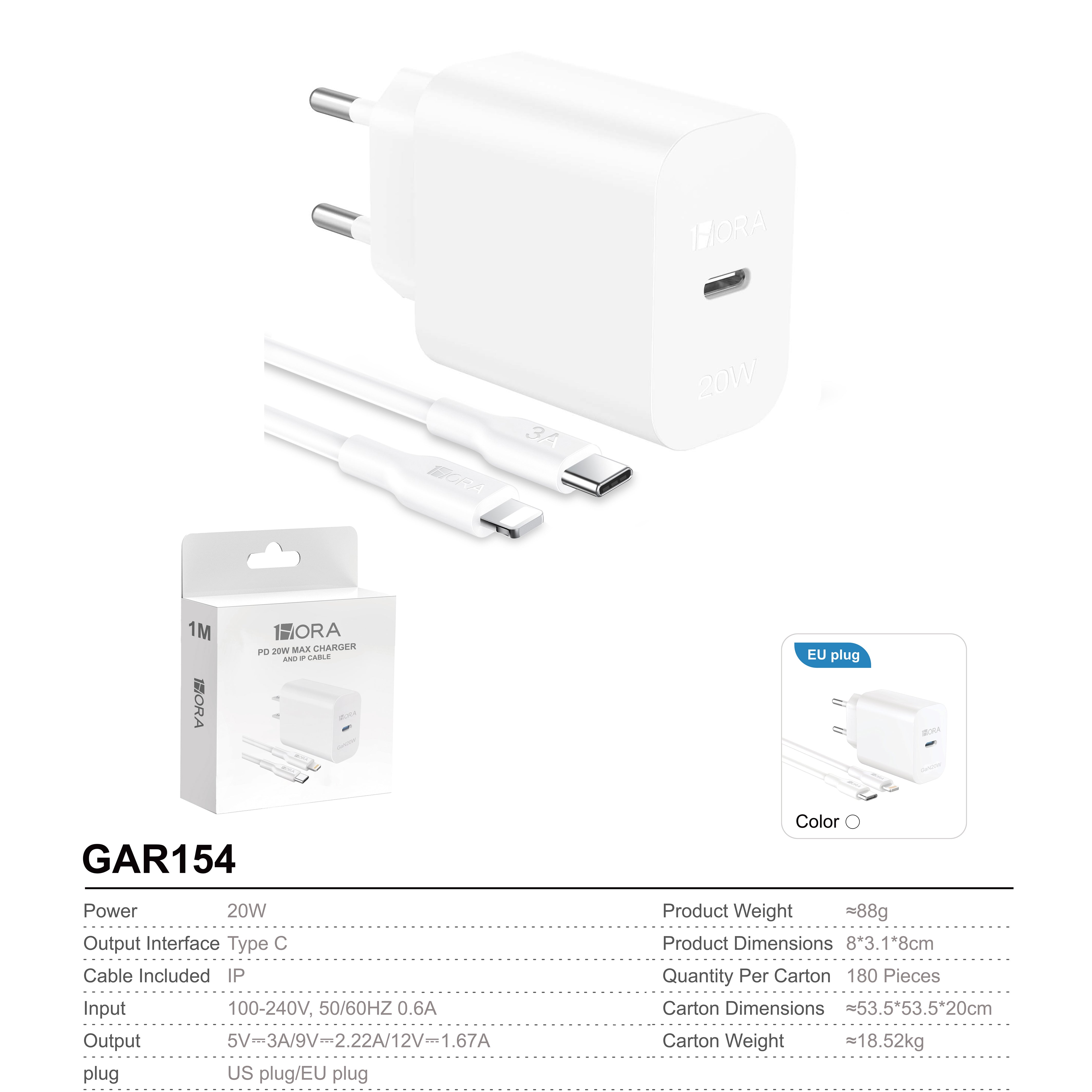 GAR154B CARICATORE USB-A TO LIGHTNING