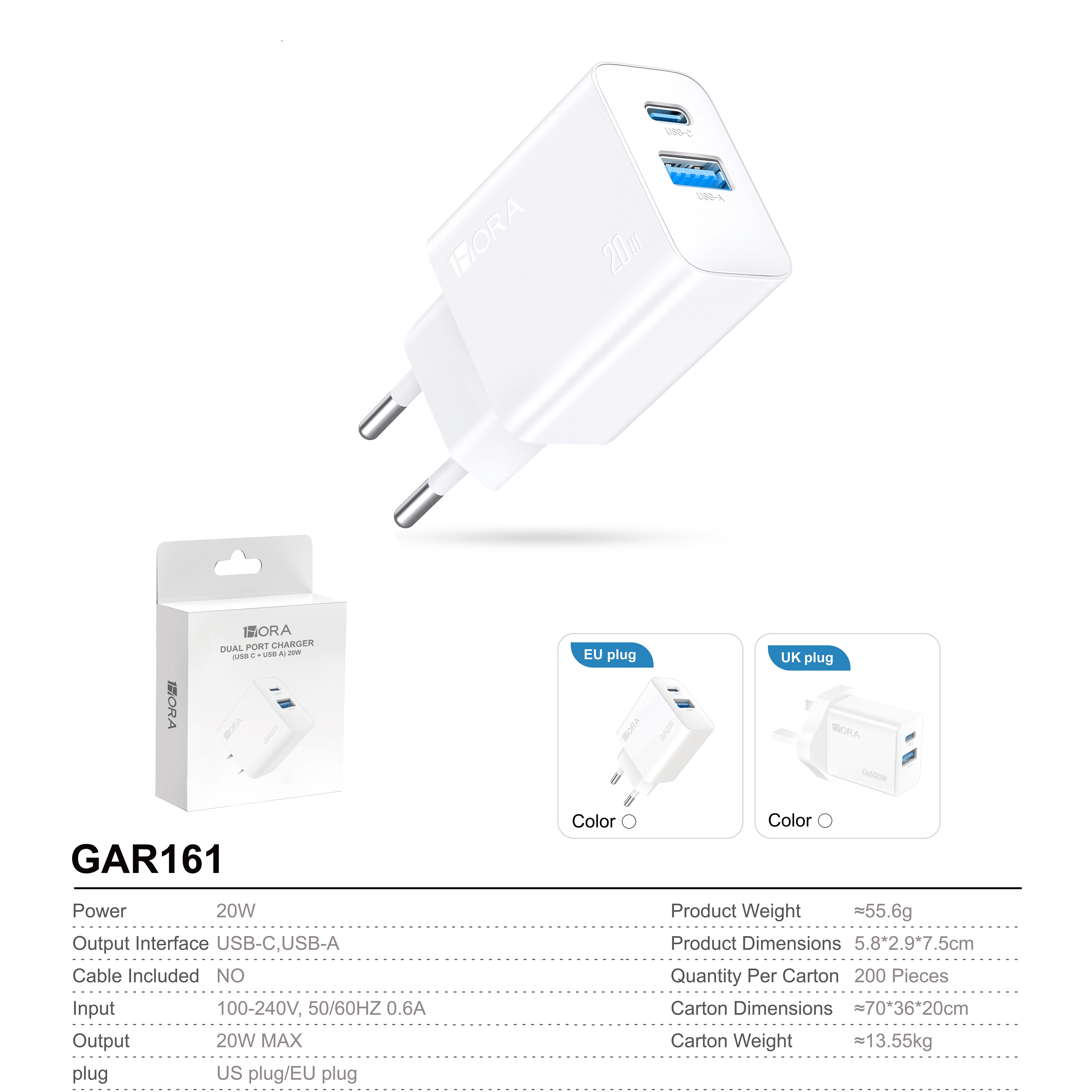 GAR161B CARICATORE USB-A TO TYPE-C
