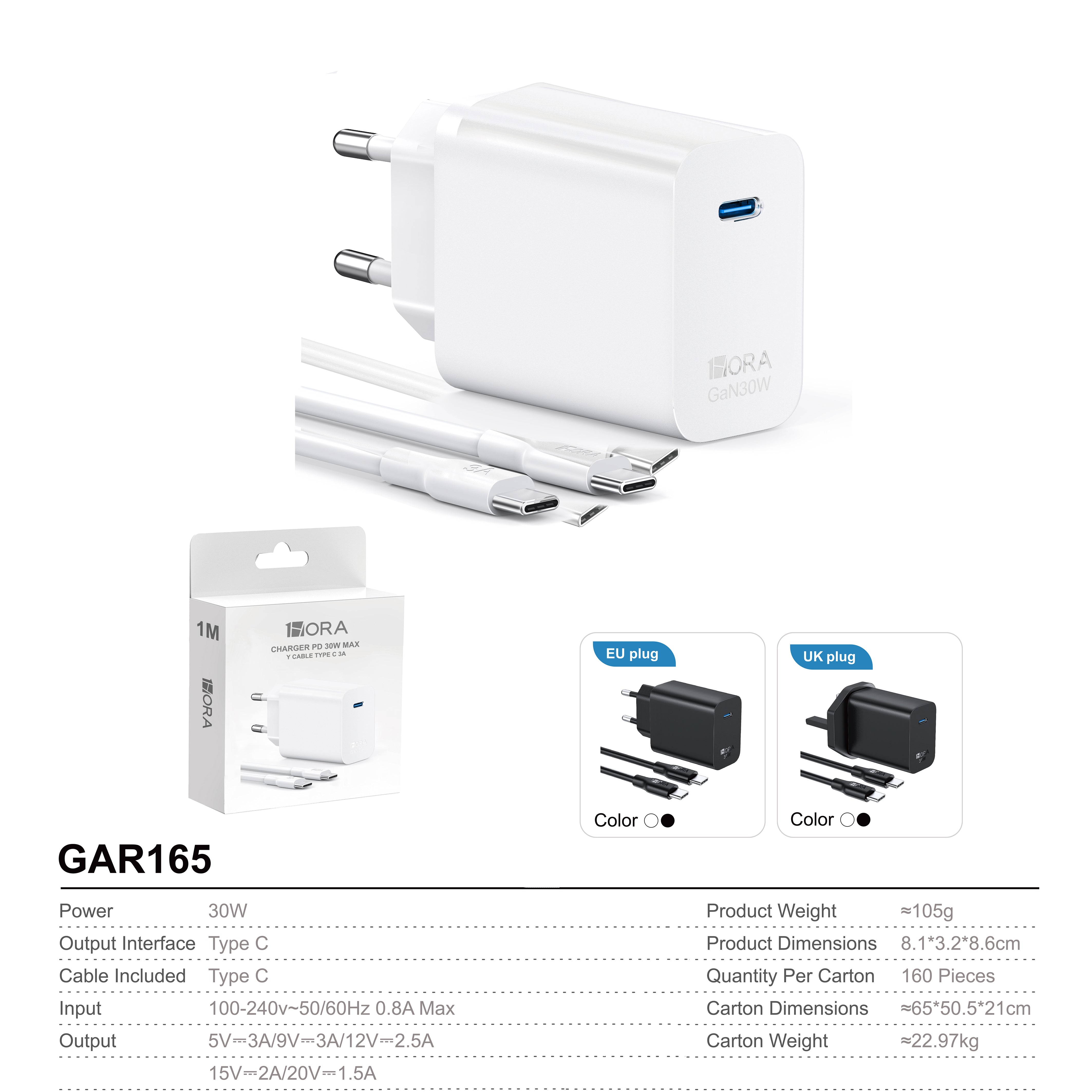 GAR165B CARICATORE TYPE-C TO TYPE-C