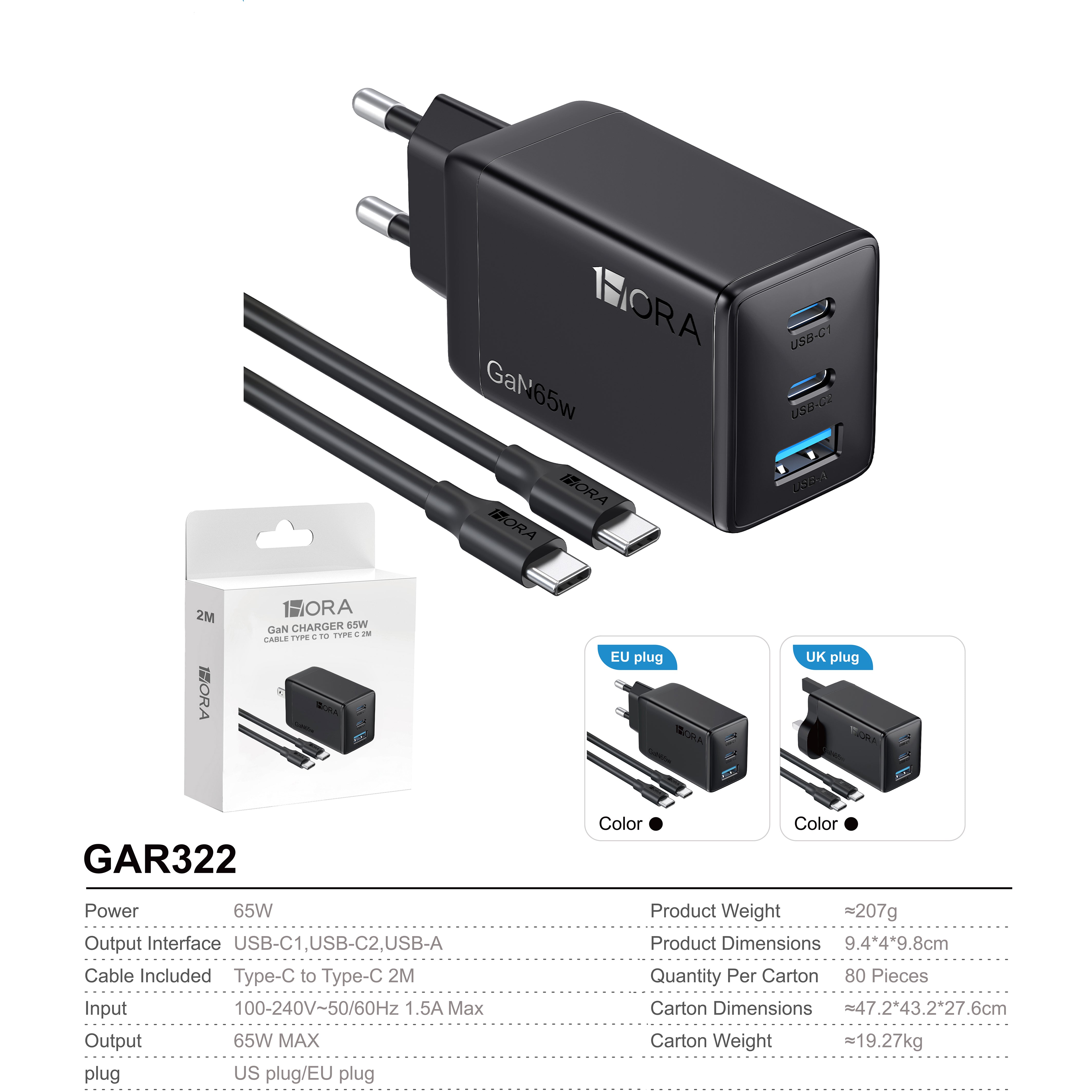 GAR322N CARICATORE TYPE-C TO TYPE-C